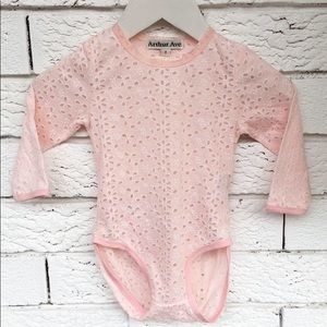 Soft pink lace long sleeve onesie baby girl